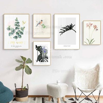 Ảnh gốc File tranh bộ 5 tấm hiện đại HD51122 (độ nét cao) in tráng gương