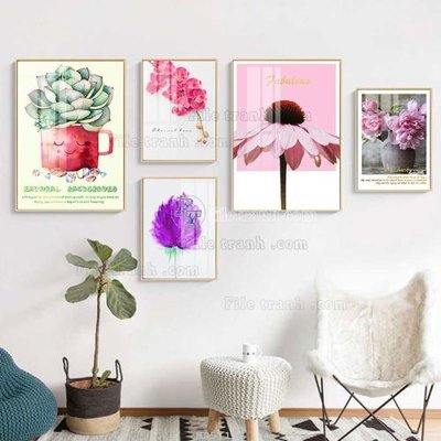 File tranh File tranh bộ 5 tấm hiện đại HD51172 (gốc) in trên kính