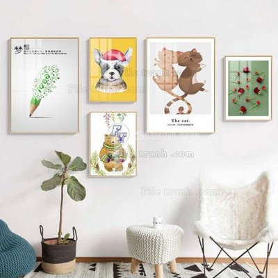 File gốc File tranh bộ 5 tấm hiện đại HD51187 (in lụa) tranh thuận buồm