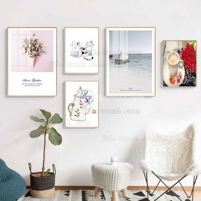 Download file File tranh bộ 5 tấm hiện đại HD51188 (chuẩn in) File tranh bộ 5 tấm hiện đại HD51188
