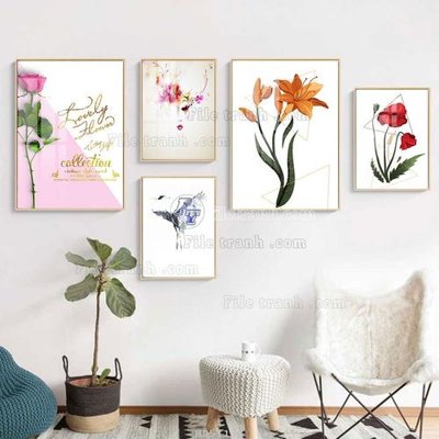 Mua file gốc File tranh bộ 5 tấm hiện đại HD51193 (in ấn) tại Filetranh.com