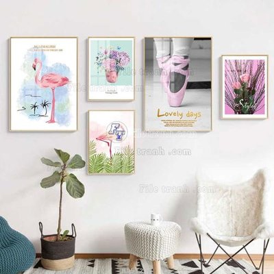 Download file ảnh gốc File tranh bộ 5 tấm hiện đại HD51200 để in ấn