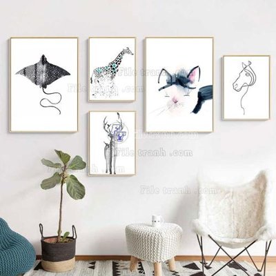 Tải file File tranh bộ 5 tấm hiện đại HD51219 (gốc) làm tranh trang trí