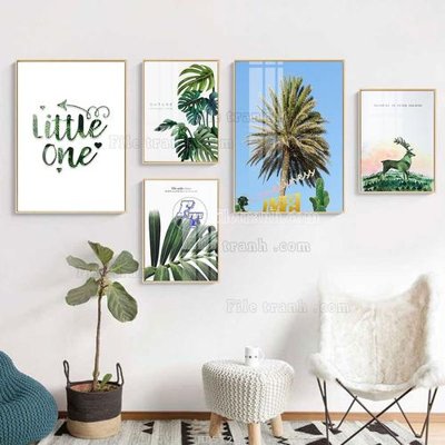 File gốc File tranh bộ 5 tấm hiện đại HD51226 (in ấn) màu sắc trung thực