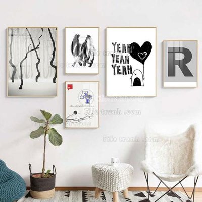 Tải file gốc File tranh bộ 5 tấm hiện đại HD51232 (in bạt) quảng cáo