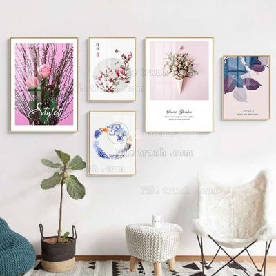 Tải file gốc File tranh bộ 5 tấm hiện đại HD51236 (để in lụa)