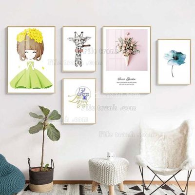 Tải file File tranh bộ 5 tấm hiện đại HD51237 (ảnh gốc) in gạch men