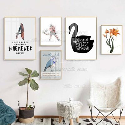 Tải file File tranh bộ 5 tấm hiện đại HD51238 (ảnh gốc) độ phân giải 300dpi