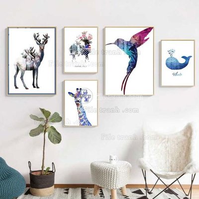 Tải file File tranh bộ 5 tấm hiện đại HD51240 (gốc) in nhanh