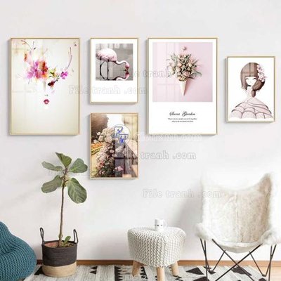 File ảnh File tranh bộ 5 tấm hiện đại HD51264 (gốc) in Hiflex