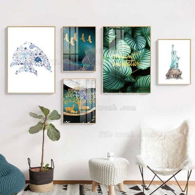 File gốc in ấn File tranh bộ 5 tấm hiện đại HD51265 chất lượng vượt trội
