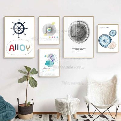 File ảnh File tranh bộ 5 tấm hiện đại HD51271 (gốc) in poster