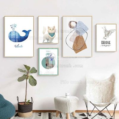 Tải file gốc File tranh bộ 5 tấm hiện đại HD51277 (bản PSD) gốc