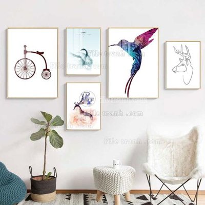 File gốc File tranh bộ 5 tấm hiện đại HD51282 (PNG) trong suốt (transparent)