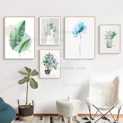 File in trần File tranh bộ 5 tấm hiện đại HD51294 (file gốc) phong thủy