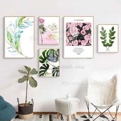 File ảnh File tranh bộ 5 tấm hiện đại HD51295 (gốc) in standee