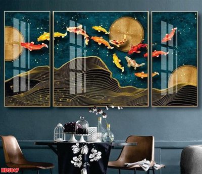 File gốc Tranh cửu ngư hiện đại trừu tượng HD5847 (dành cho trang trí nội thất)