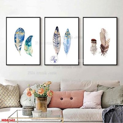 File gốc File tranh bộ hiện đại HD6342 (in lụa) hoa văn cổ điển