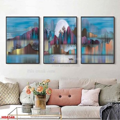 File ảnh File tranh bộ hiện đại HD6348 (gốc) trang trí khách sạn