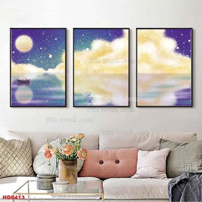 File gốc File tranh bộ hiện đại HD6413 (in lụa) chi tiết cao