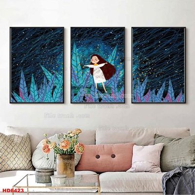 Download file File tranh bộ hiện đại HD6423 (gốc) in mica đèn LED