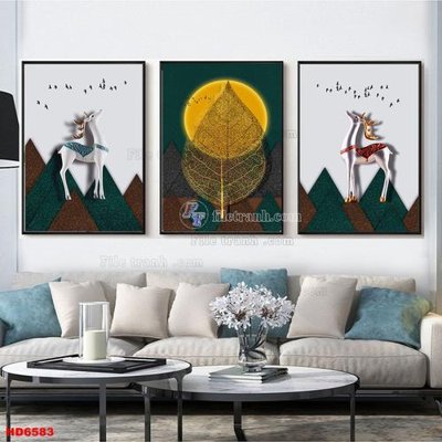 Tải file File tranh bộ hiện đại HD6583 (gốc) chủ đề hoa sen