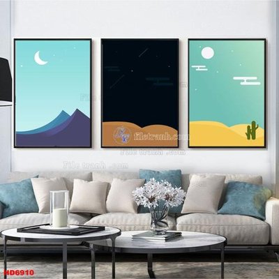 File gốc File tranh bộ hiện đại HD6910 (in mica) trang trí