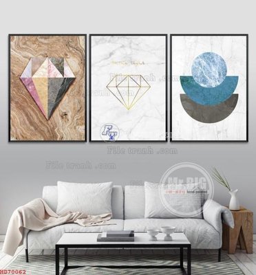 File gốc File bộ tranh treo hiện đại HD70062 (in tráng gương) nghệ thuật