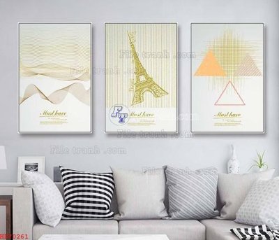 File tranh File bộ tranh treo hiện đại HD70261 (bản gốc) in lụa dán tường