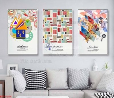 File in trần File bộ tranh treo hiện đại HD70268 (bản gốc 3D) sống động