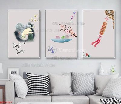 File tranh File bộ tranh treo hiện đại HD70367 (ảnh gốc) in trần 3D
