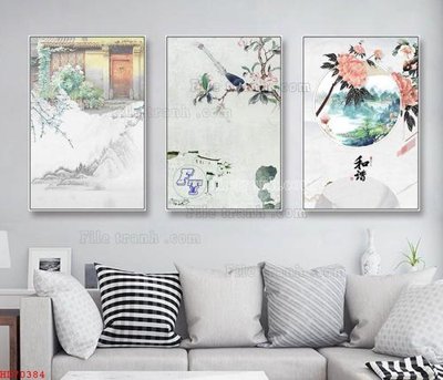 Download file gốc File bộ tranh treo hiện đại HD70384 (in lụa) cao cấp
