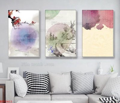 File gốc File bộ tranh treo hiện đại HD70411 (in lụa) tranh thuận buồm