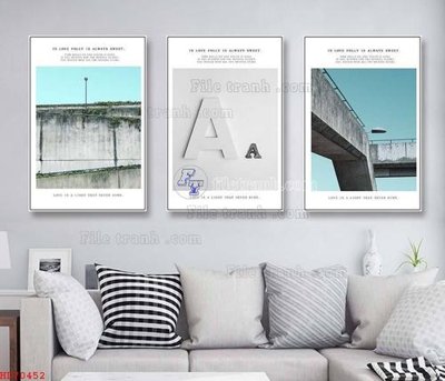 Ảnh gốc File bộ tranh treo hiện đại HD70452 (nét căng) in mica