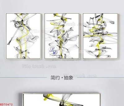 File tranh File bộ tranh treo hiện đại HD70472 (bản gốc) in lụa dán tường