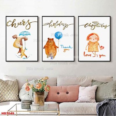 File tranh File tranh bộ hiện đại HD7049 (bản gốc) in lụa 3D