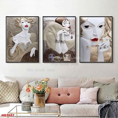 File ảnh File tranh bộ hiện đại HD7057 (gốc) in decal dán tường