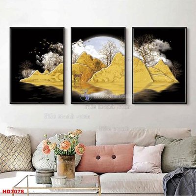 File gốc File tranh bộ hiện đại HD7078 (in lụa) tranh thuận buồm