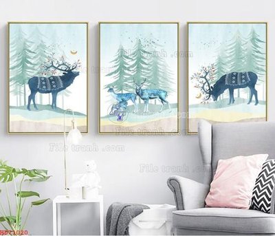 Tải file File bộ tranh treo hiện đại HD71020 (PSD) cho in tranh 3D