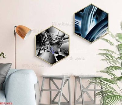 File ảnh File bộ tranh treo hiện đại HD71686 (gốc) cho trang trí nhà hàng