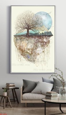 File tranh File bộ tranh treo hiện đại HD71694 (bản gốc) in lụa dán tường