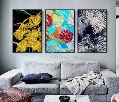 File gốc File bộ tranh treo hiện đại HD71824 (in tráng gương) nghệ thuật