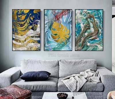File tranh File bộ tranh treo hiện đại HD71828 (bản gốc) in lụa dán tường