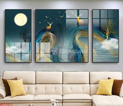 File tranh File bộ tranh treo hiện đại HD73412 (bản gốc) in lụa 5D