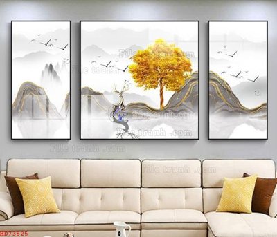 File tranh File bộ tranh treo hiện đại HD73525 (ảnh gốc) in trần nhà