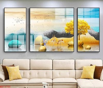 File tranh File bộ tranh treo hiện đại HD73700 (bản gốc) in lụa 3D
