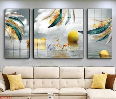 File tranh File bộ tranh treo hiện đại HD73833 (ảnh gốc) in trần nhà