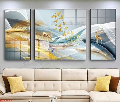 File tranh File bộ tranh treo hiện đại HD73849 (ảnh gốc) in trần 3D