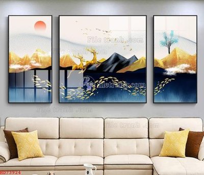 File in trần File bộ tranh treo hiện đại HD73924 (bản gốc) mây trời