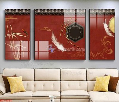 File tranh File bộ tranh treo hiện đại HD74060 (bản gốc) in lụa dán tường